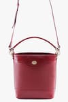 Tan & Loom_Red Portobello Cherry Leather Bucket Bag _at_Aza_Fashions
