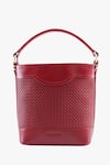 Shop_Tan & Loom_Red Portobello Cherry Leather Bucket Bag _at_Aza_Fashions