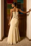 Shop_Saangi_Ivory Crepe, Viscose Sequins, Zari, Embroidery Ember Sculpted Corset With Skirt _Online_at_Aza_Fashions