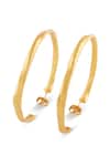 Shop_Mnsh_Gold Plated Shakti Textured Hoop Earrings _at_Aza_Fashions