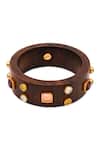 Shop_Mnsh_Brown Imitation Gemstones Wooden Bangle _at_Aza_Fashions