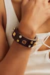 Shop_Mnsh_Brown Imitation Gemstones Wooden Bangle _Online_at_Aza_Fashions