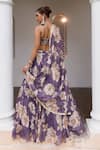 Shop Meenagurnam Purple Organza Sequins, Mirrors, Stones Floral Print Cutdana And Lehenga Set at Aza Fashions Shop_Meenagurnam_Purple Organza Sequins, Mirrors, Stones Floral Print Cutdana And Lehenga Set _at_Aza_Fashions
