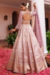 Shop_Meenagurnam_Lilac Tissue, Net Mirrors, Sequins, Embroidery, And Hand Embellished Lehenga Set _at_Aza_Fashions