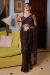 Buy Meenagurnam Brown Net Sequins, Beads, Embroidery Floral Embellished Saree With Blouse at Aza Fashions Buy_Meenagurnam_Brown Net Sequins, Beads, Embroidery Floral Embellished Saree With Blouse _at_Aza_Fashions