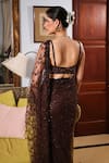 Shop Meenagurnam Brown Net Sequins, Beads, Embroidery Floral Embellished Saree With Blouse at Aza Fashions Shop_Meenagurnam_Brown Net Sequins, Beads, Embroidery Floral Embellished Saree With Blouse _at_Aza_Fashions