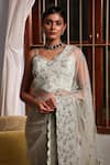 Meenagurnam_Green Net Sequins, Beads, Embroidery Floral Embellished Saree With Blouse _Online_at_Aza_Fashions