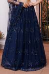 Meenagurnam_Navy Net Sequins, Beads, Embroidery Flower Motif And Beaded Lehenga Set _Online_at_Aza_Fashions