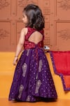 Shop_Kirti Agarwal - Pret N Couture_Maroon Chanderi Silk, Organza Tassels, Ethnic Motif Blouse Lehenga Set _at_Aza_Fashions