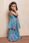 Kirti Agarwal - Pret N Couture Blue Organza Sequins, Beads Floral And Butterfly Print Peplum Kurta & Sharara Set Online at Aza Fashions Kirti Agarwal - Pret N Couture_Blue Organza Sequins, Beads Floral And Butterfly Print Peplum Kurta & Sharara Set _Online_at_Aza_Fashions