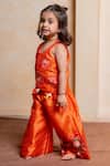 Shop Kirti Agarwal - Pret N Couture Orange Silk Applique, Tassels, Beads Polka Weave Floral Top And Palazzo Set at Aza Fashions Shop_Kirti Agarwal - Pret N Couture_Orange Silk Applique, Tassels, Beads Polka Weave Floral Top And Palazzo Set _at_Aza_Fashions