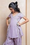 Kirti Agarwal - Pret N Couture_Lavender Viscose, Organza, Satin, Shantoon Polka Motif Kurta And Sharara Set _Online_at_Aza_Fashions