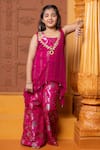 Kirti Agarwal - Pret N Couture Magenta Brocade, Silk Zari And Georgette Cape Sharara Set Online at Aza Fashions Kirti Agarwal - Pret N Couture_Magenta Brocade, Silk Zari And Georgette Cape Sharara Set _Online_at_Aza_Fashions