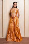 Kirti Agarwal - Pret N Couture Yellow Brocade, Silk Mirrors, Sequins, Embroidery, Work Crop Top And Palazzo Set Online at Aza Fashions Kirti Agarwal - Pret N Couture_Yellow Brocade, Silk Mirrors, Sequins, Embroidery, Work Crop Top And Palazzo Set _Online_at_Aza_Fashions
