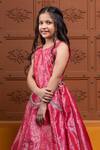 Kirti Agarwal - Pret N Couture_Pink Brocade, Jacquard Embroidery, Zari Motif Blouse And Lehenga Set _Online_at_Aza_Fashions