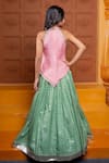 Shop Kirti Agarwal - Pret N Couture Pink Silk, Organza Mirrors, Work Halter Neck Kurta And Woven Motif Lehenga Set at Aza Fashions Shop_Kirti Agarwal - Pret N Couture_Pink Silk, Organza Mirrors, Work Halter Neck Kurta And Woven Motif Lehenga Set _at_Aza_Fashions
