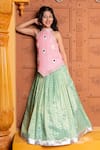 Kirti Agarwal - Pret N Couture Pink Silk, Organza Mirrors, Work Halter Neck Kurta And Woven Motif Lehenga Set at Aza Fashions Kirti Agarwal - Pret N Couture_Pink Silk, Organza Mirrors, Work Halter Neck Kurta And Woven Motif Lehenga Set _at_Aza_Fashions