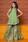 Buy Kirti Agarwal - Pret N Couture Green Organza, Satin, Brocade Sequins, Zari, Lace Kurta And Sharara Set at Aza Fashions Buy_Kirti Agarwal - Pret N Couture_Green Organza, Satin, Brocade Sequins, Zari, Lace Kurta And Sharara Set _at_Aza_Fashions