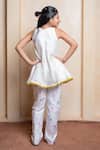 Shop Kirti Agarwal - Pret N Couture Off White Chanderi Silk, Organza, Satin Embroidery, Mirrors, Kurta And Pant Set at Aza Fashions Shop_Kirti Agarwal - Pret N Couture_Off White Chanderi Silk, Organza, Satin Embroidery, Mirrors, Kurta And Pant Set _at_Aza_Fashions