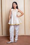 Buy Kirti Agarwal - Pret N Couture Off White Chanderi Silk, Organza, Satin Embroidery, Mirrors, Kurta And Pant Set at Aza Fashions Buy_Kirti Agarwal - Pret N Couture_Off White Chanderi Silk, Organza, Satin Embroidery, Mirrors, Kurta And Pant Set _at_Aza_Fashions