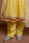 Kirti Agarwal - Pret N Couture_Yellow Organza, Viscose, Shantoon Mirrors, Embroidered Anarkali Kurta Set _Online_at_Aza_Fashions