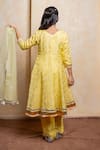 Shop_Kirti Agarwal - Pret N Couture_Yellow Organza, Viscose, Shantoon Mirrors, Embroidered Anarkali Kurta Set _at_Aza_Fashions