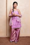 Shop Kirti Agarwal - Pret N Couture Lavender Chinon, Brocade, Silk, Net Mirrors, Sequins, Kurta Sharara Set Online at Aza Fashions Shop_Kirti Agarwal - Pret N Couture_Lavender Chinon, Brocade, Silk, Net Mirrors, Sequins, Kurta Sharara Set _Online_at_Aza_Fashions