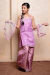 Buy Kirti Agarwal - Pret N Couture Lavender Chinon, Brocade, Silk, Net Mirrors, Sequins, Kurta Sharara Set Buy_Kirti Agarwal - Pret N Couture_Lavender Chinon, Brocade, Silk, Net Mirrors, Sequins, Kurta Sharara Set