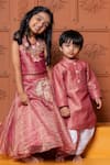 Buy_Kirti Agarwal - Pret N Couture_Maroon Tissue, Silk, Cotton Sequins, Shimmery Kurta And Dhoti Pant Set _Online_at_Aza_Fashions