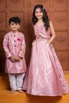Shop_Kirti Agarwal - Pret N Couture_Pink Brocade, Silk, Cotton Zari Woven Kurta Set _Online_at_Aza_Fashions