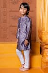 Buy_Kirti Agarwal - Pret N Couture_Purple Brocade, Silk, Cotton Zari Geometric Kurta Pyjama Set _Online_at_Aza_Fashions