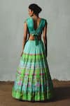 Shop_Basil Leaf_Aqua Linen, Satin, Chiffon, Organza Embroidery, Sequins, Printed Lehenga Set _at_Aza_Fashions