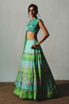 Buy_Basil Leaf_Aqua Linen, Satin, Chiffon, Organza Embroidery, Sequins, Printed Lehenga Set _Online_at_Aza_Fashions