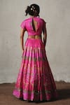 Shop_Basil Leaf_Pink Linen, Satin, Organza Sequins, Embroidery, Zari V-neck, Printed Lehenga Set _at_Aza_Fashions