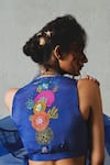 Buy_Basil Leaf_Blue Chiffon Embroidery, Sequins V-neck Top With Palazzo _Online_at_Aza_Fashions