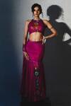 Buy Basil Leaf Pink Chiffon Sequins, Stones Halter Neck Printed Pre-draped Saree With Blouse at Aza Fashions Buy_Basil Leaf_Pink Chiffon Sequins, Stones Halter Neck Printed Pre-draped Saree With Blouse _at_Aza_Fashions