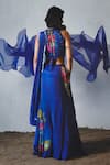 Shop_Basil Leaf_Blue Chiffon Sequins, Embroidery, Fabric Printed Pre-draped Saree With Blouse _at_Aza_Fashions