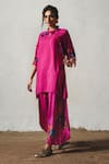 Buy Basil Leaf Pink Chiffon, Linen, Silk Sequins, Embroidery, Pom-poms Printed Kurta And Pant Set at Aza Fashions Buy_Basil Leaf_Pink Chiffon, Linen, Silk Sequins, Embroidery, Pom-poms Printed Kurta And Pant Set _at_Aza_Fashions