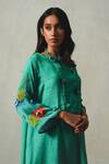 Buy_Basil Leaf_Aqua Chiffon, Shantoon Sequins, Beads, Embroidery Textured Kurta And Pant Set _Online_at_Aza_Fashions