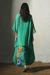 Shop_Basil Leaf_Aqua Chiffon, Shantoon Sequins, Beads, Embroidery Textured Kurta And Pant Set _at_Aza_Fashions