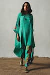 Shop_Basil Leaf_Aqua Chiffon, Shantoon Sequins, Beads, Embroidery Textured Kurta And Pant Set _Online_at_Aza_Fashions