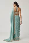Shop Vvani By Vani Vats Aqua Satin, Georgette Mirrors, Metallic Thread, Embroidery Saree With Blouse at Aza Fashions Shop_Vvani By Vani Vats_Aqua Satin, Georgette Mirrors, Metallic Thread, Embroidery Saree With Blouse _at_Aza_Fashions