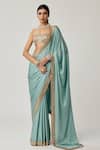 Buy Vvani By Vani Vats Aqua Satin, Georgette Mirrors, Metallic Thread, Embroidery Saree With Blouse at Aza Fashions Buy_Vvani By Vani Vats_Aqua Satin, Georgette Mirrors, Metallic Thread, Embroidery Saree With Blouse _at_Aza_Fashions