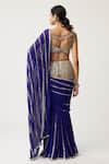 Shop_Vvani By Vani Vats_Blue Georgette Mirrors, Metallic Pre-draped Fitted Linear Saree With Blouse _at_Aza_Fashions