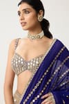 Vvani By Vani Vats_Blue Georgette Mirrors, Metallic Pre-draped Fitted Linear Saree With Blouse _at_Aza_Fashions