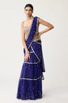 Buy_Vvani By Vani Vats_Blue Georgette Mirrors Sweetheart Tiered Pre-draped Lehenga Saree With Blouse _Online_at_Aza_Fashions
