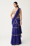 Buy_Vvani By Vani Vats_Blue Georgette Mirrors Sweetheart Tiered Pre-draped Lehenga Saree With Blouse _at_Aza_Fashions