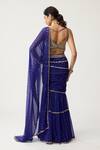 Shop_Vvani By Vani Vats_Blue Georgette Mirrors Sweetheart Tiered Pre-draped Lehenga Saree With Blouse _at_Aza_Fashions