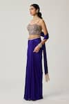 Shop_Vvani By Vani Vats_Gold Georgette, Satin Mirrors, Beads, Sequins Corset And Draped Skirt Set _Online_at_Aza_Fashions