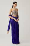 Vvani By Vani Vats_Gold Georgette, Satin Mirrors, Beads, Sequins Corset And Draped Skirt Set _at_Aza_Fashions